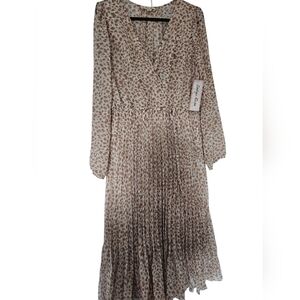 Women Indigo Rose Elegant Leopard Print Long Sleevez Dress
